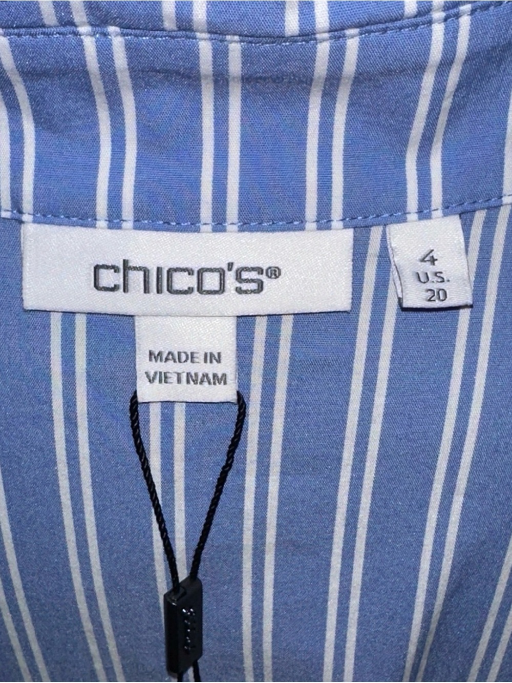 Chico’s Blue & White Striped Button-Down Tiered Shirt Dress size 4 US 20 - Picture 9 of 11